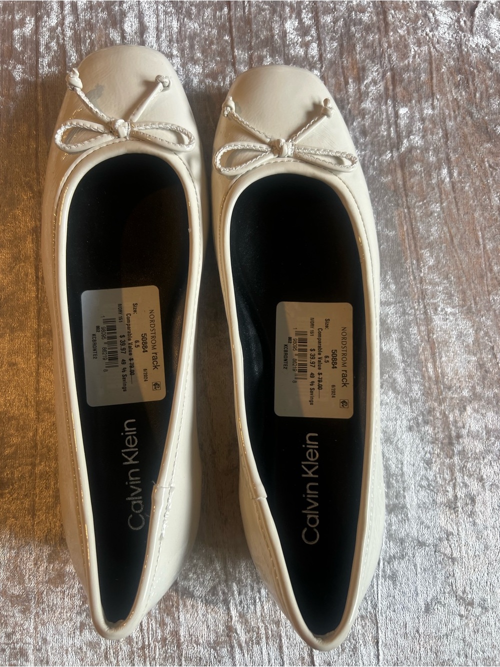 Nordstrom White Ballet Flats with Bow Detail